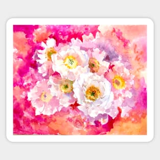 Pink Abstract Flowers, Peonies Sticker